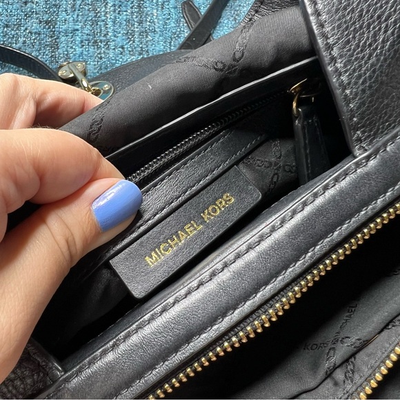 Michael Kors Raven Medium Pebbled Leather Backpack in Black - Picture 6 of 14